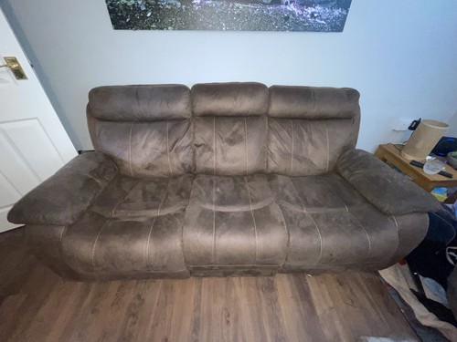 Brown reclining sofas - x2,