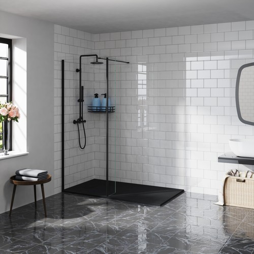Wet room black shower - room,