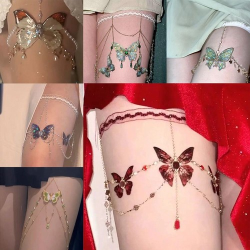 Lace butterfly tassels thigh - butterfly,