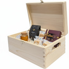 Large Wooden Storage Box 30x20x14cm Pine Chest with Hinged Lid & Handles