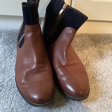 Ladies Brown Heeled Ankle Boot Size71/2 Wide By Caprice