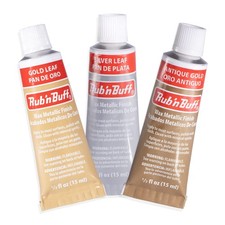 AMACO Rub n Buff Wax Metallic Finish 3 Color Kit - Antique Gold Silver Leaf a...
