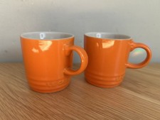 Le Creuset Set of Two Orange Espresso Cups Mugs 100ml Orange Stoneware 
