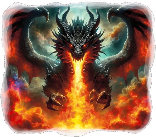 Fantasy flaming fire dragon - flaming,