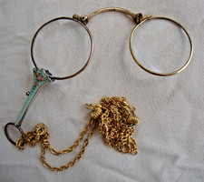 Antique folding lorgnette gold - lorgnette,