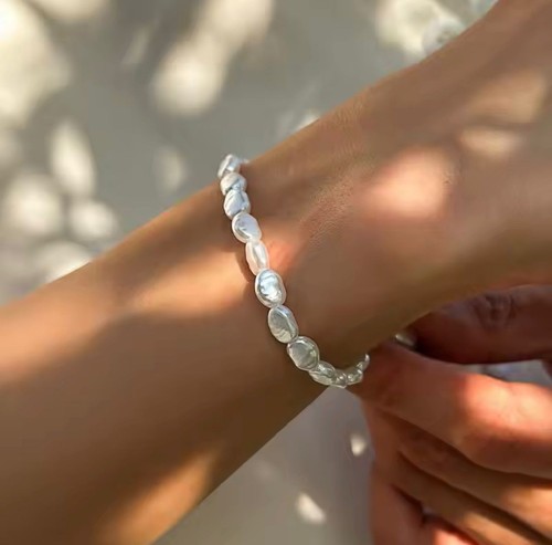 White bead bracelet women - bead,