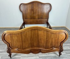 Bed Frame Vintage French Rocaille Walnut Double Ornate Scroll Curved LOT 4096