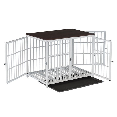 Large wooden dog crate end - crate,