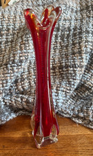 Hand Blown Thick Art Glass Red