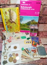 Vintage Curio Job Lot Bundle coins Ephemera, Stamps Etc History