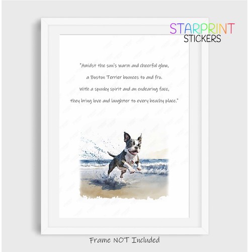 Boston terrier dog beach - dog, poem