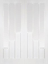 Internal Coventry White Primed Pairs Rebated With Clear Glass Doors