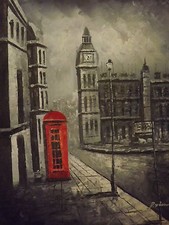 black white red london big ben large oil painting canvas modern cityscape art