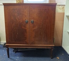 Walnut Bookcase with Doors On Legs Storage Cabinet . Shelf At Halfway Point.