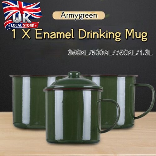 Vintage army green enamel - green,