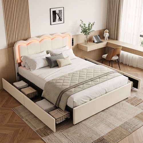 Upholstered led bed frame 4 - bed,