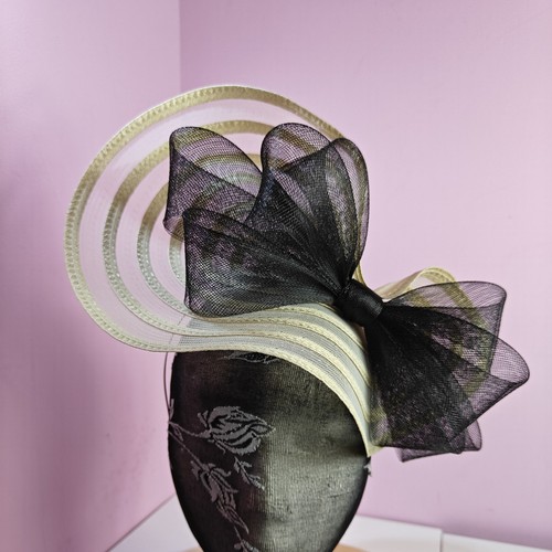 Ivory cream black bow - black,
