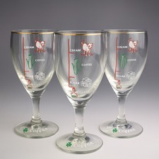 Set of 3 Vintage Irish Coffee Glasses Cream, Coffee, Sugar Whiskey Recipe Design