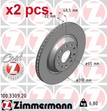 X2 PCS REAR BRAKE DISC ROTOS X2 PCS SET 100.3309.20 ZIMMERMANN I