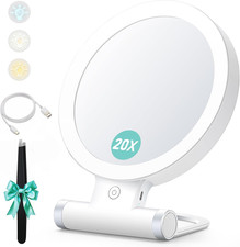 Magnifying Mirror with Light 20X/1X Double Sided Makeup Beauty 3 Colour Dimmable