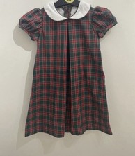 Girls Red And Green Tartan Dress With White Collar Dogwood Smocking Company 