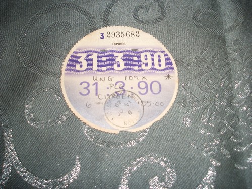 Tax disc 90 used - tax, disc...31/03/90..used