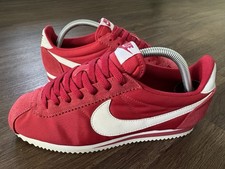 NIKE Cortez Nylon Mens Running Gym Trainers, Red/White - Size 6