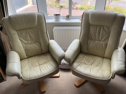 Two leather recliner swivel - leather,
