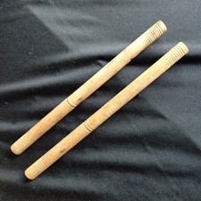 2 VINTAGE WOODEN KNITTING CROCHET HOOKS  NEEDLES HOLDERS 24cm long 