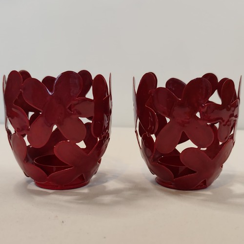 Red enameled tea light - red,