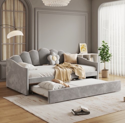 Grey upholstered day bed frame - upholstered,