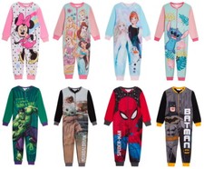 Kids Character 1Onesie Fleece All In One Pyjamas Boys Girls Sleepsuit Pjs Size