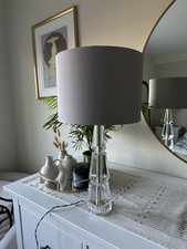 Next Table Lamp. Crystal Base with Grey Shade Excellent Condition