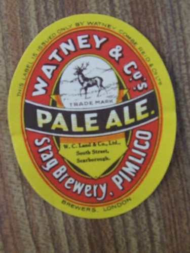 Watney pale ale bottle - bottle, label
