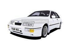 SIERRA RS COSWORTH CAR ART PRINT PICTURE (SIZE A4). PERSONALISE IT! 