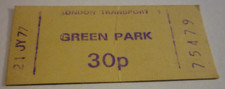 1977 London Underground Green Park Tube Station 30p Ticket