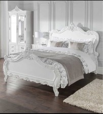 Super king Estelle White Antique French Style Bed Frame. Vispring Mattress