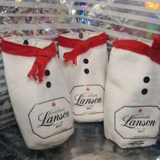 3 Champagne Lanson Reims France Black Label Brut White Xmas Snowman Bottle Cover