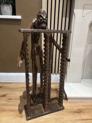 Hand carved wooden tribal - hand-carved,