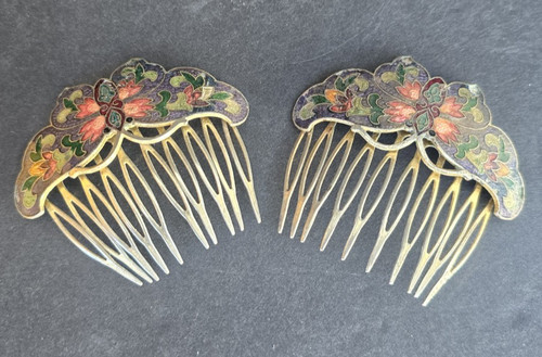 Vintage cloisonne enamel hair - cloisonne,
