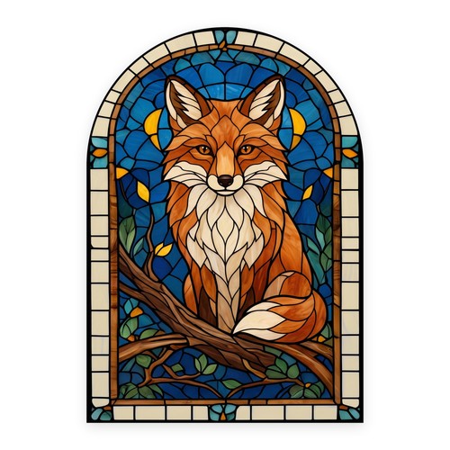 Fox arch stained glass effect - fox,