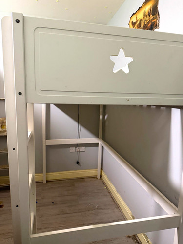 White painted wood single - wood,