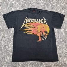 Metallica Vintage T Shirt Large 1990's Pushead Flaming Skull Graphic Band Print
