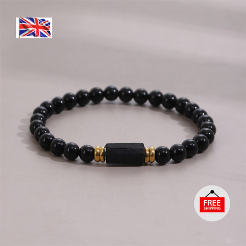 Raw black tourmaline bracelet - black,