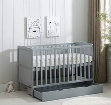 MCC direct Wooden Baby Cot Bed & Drawer & Aloe Vera Mattress (Orlando Drawer)