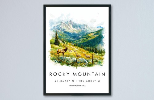 Rocky mountain watercolor - rocky,