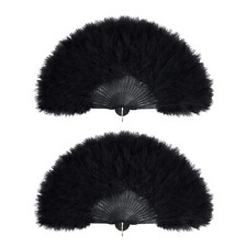 2x FEATHER HAND FAN LADIES Halloween Gangster FANCY DRESS COSTUME 20s Flapper UK