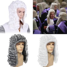Adult Judge Wig Grey White Barrister Lawyer Court Fancy Dress Costume Accessory