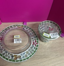 Yankee Candle Mosaic Large Shade and Tray butterfly style new 