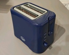 870W Navy Blue 2 Slice Reheat Defrost Crumb Tray Cord Storage Compact Toaster